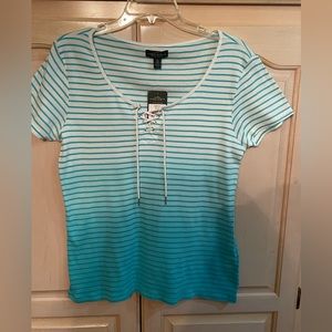 NWT Ralph Lauren Tee. The shades of turquoise deepen at the bottom. Size L!